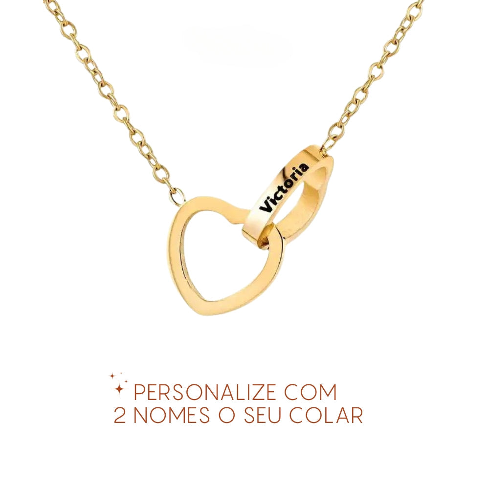 Colar de Amor Eterno dois corações + Nomes Gravados!